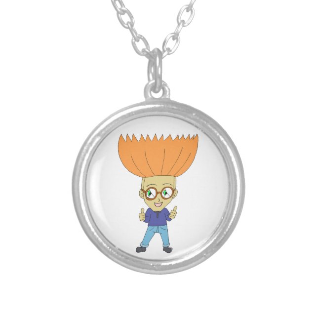chibi  silver plated necklace (Front)