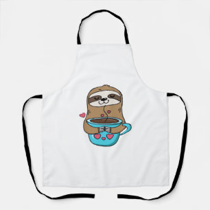 Chibi Sloth Coffee Lover – Cute Kawaii Sloth Huggi Apron