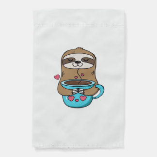 Chibi Sloth Coffee Lover � Cute Kawaii Sloth Huggi Garden Flag