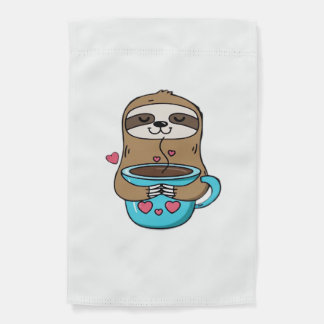 Chibi Sloth Coffee Lover � Cute Kawaii Sloth Huggi Garden Flag