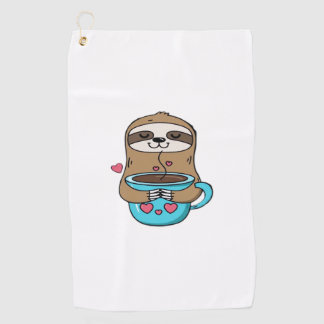 Chibi Sloth Coffee Lover � Cute Kawaii Sloth Huggi Golf Towel