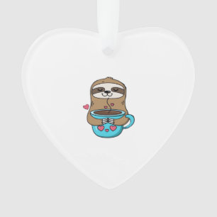 Chibi Sloth Coffee Lover � Cute Kawaii Sloth Huggi Ornament