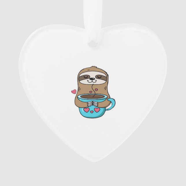 Chibi Sloth Coffee Lover � Cute Kawaii Sloth Huggi Ornament (Front)