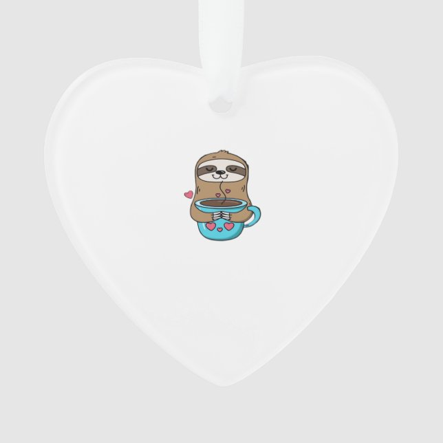 Chibi Sloth Coffee Lover � Cute Kawaii Sloth Huggi Ornament (Front)