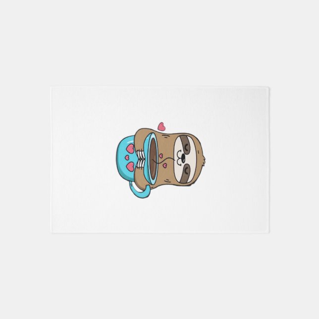 Chibi Sloth Coffee Lover � Cute Kawaii Sloth Huggi Rug (Front)