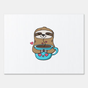Chibi Sloth Coffee Lover � Cute Kawaii Sloth Huggi Sign