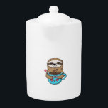 Chibi Sloth Coffee Lover – Cute Kawaii Sloth Huggi Teapot<br><div class="desc">Chibi Sloth Coffee Lover – Cute Kawaii Sloth Hugging Coffee Cup Cartoon Design Classic T-Shirt</div>