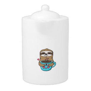 Chibi Sloth Coffee Lover – Cute Kawaii Sloth Huggi Teapot