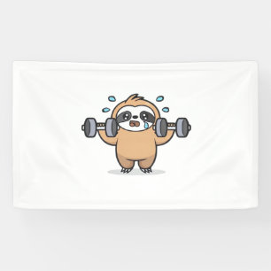 Chibi Sloth Gym Fail – Cute Kawaii Funny Workout A Banner