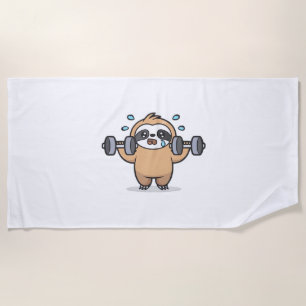 Chibi Sloth Gym Fail – Cute Kawaii Funny Workout A Beach Towel
