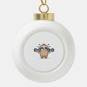 Chibi Sloth Gym Fail – Cute Kawaii Funny Workout A Ceramic Ball Christmas Ornament