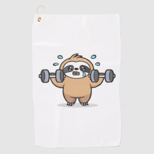 Chibi Sloth Gym Fail – Cute Kawaii Funny Workout A Golf Towel