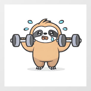 Chibi Sloth Gym Fail � Cute Kawaii Funny Workout A Wall Decal
