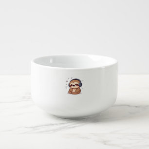 Chibi Sloth with Headphones � Cute Kawaii Relaxing Soup Mug