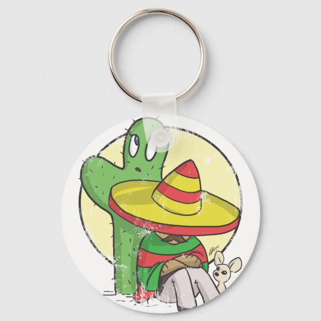 chibi sombrero distressed keychain (Front)