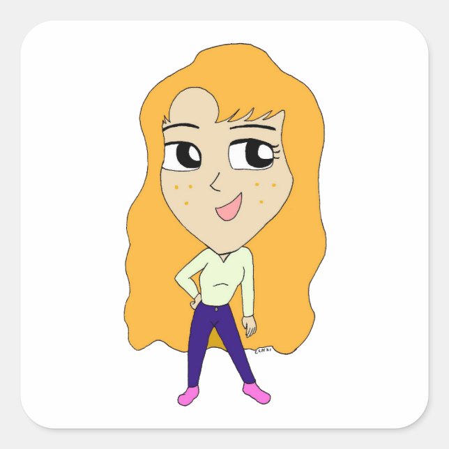 chibi   square sticker (Front)