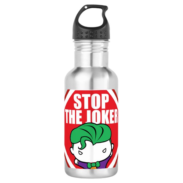 Chibi "Stop The Joker" Sign Water Bottle (Front)