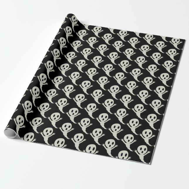 Chibi style ghost wrapping paper (Unrolled)