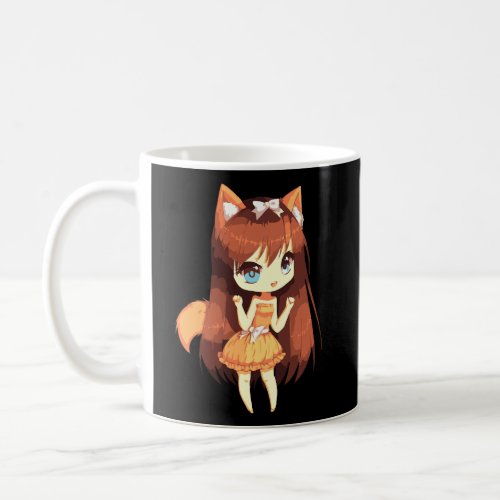 Chibi Style Kawaii Japanese Anime Girl With Fox Ea Coffee Mug