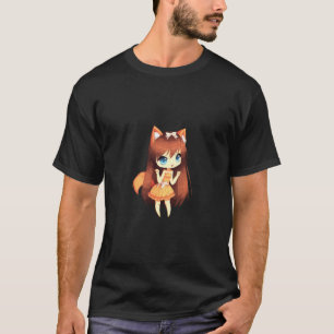 Chibi Style Kawaii Japanese Anime Girl With Fox Ea T-Shirt