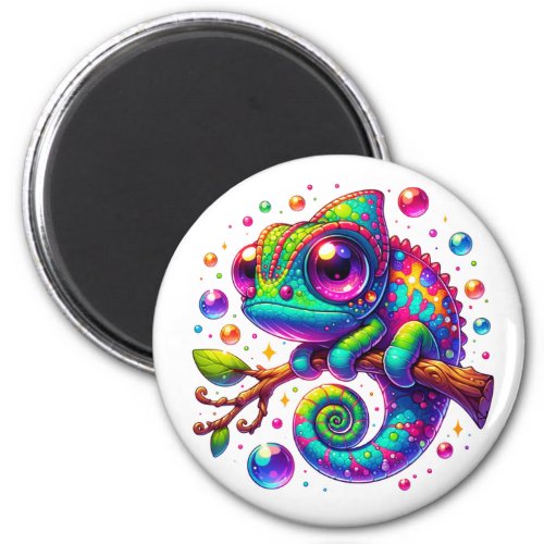 chibi style Rainbow Chameleon  Magnet