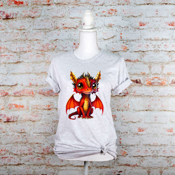 Chibi Style Red Dragon Graphic T-shirt by PaintedDreamsDesigns at Zazzle