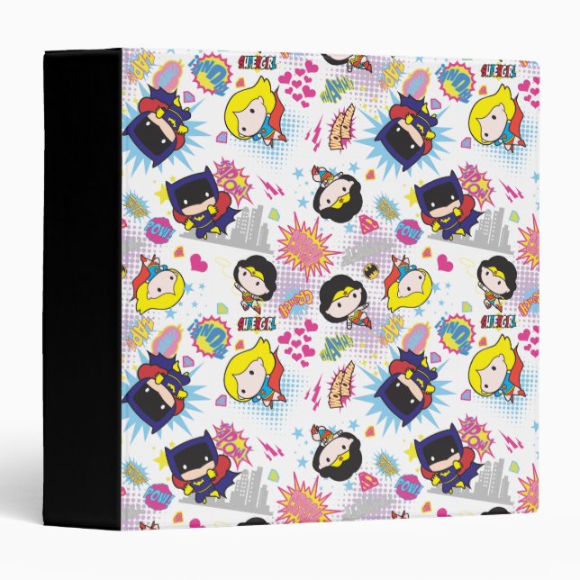 Chibi Super Heroine Pattern 3 Ring Binder (Front/Spine)