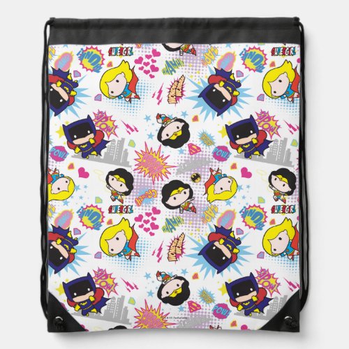 Chibi Super Heroine Pattern Drawstring Bag