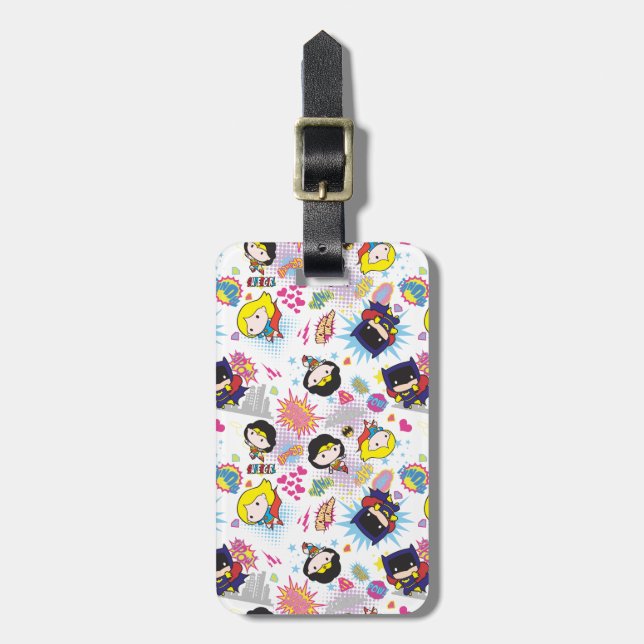 Chibi Super Heroine Pattern Luggage Tag (Front Vertical)