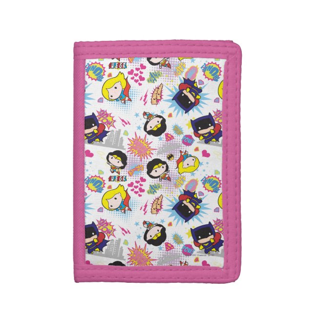 Chibi Super Heroine Pattern Tri-fold Wallet (Front Vertical)