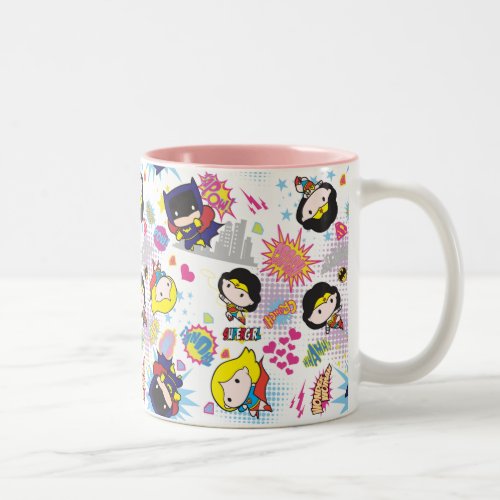 Chibi Super Heroine Pattern Two_Tone Coffee Mug
