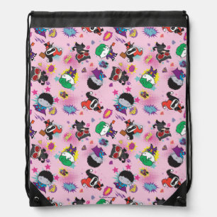 Chibi Super Villain Action Pattern Drawstring Bag