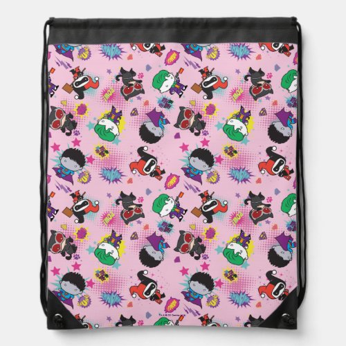 Chibi Super Villain Action Pattern Drawstring Bag