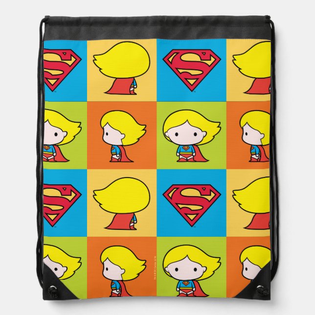 Chibi Supergirl Character Turnaround Drawstring Bag (Front)
