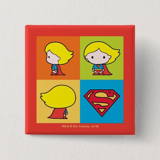 Chibi Supergirl Character Turnaround Pinback Button (Front)