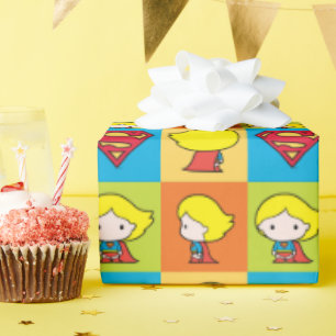 Chibi Supergirl Character Turnaround Wrapping Paper