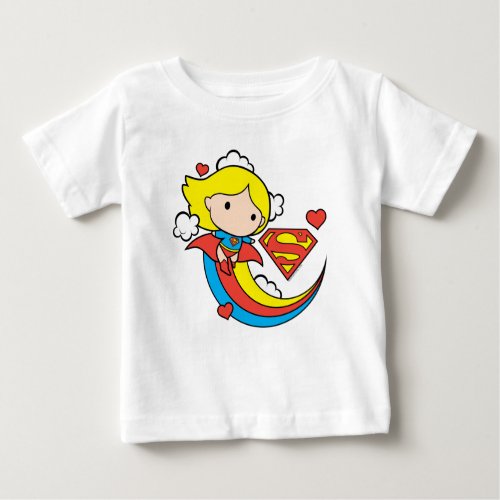 Chibi Supergirl Flying Rainbow Baby T_Shirt