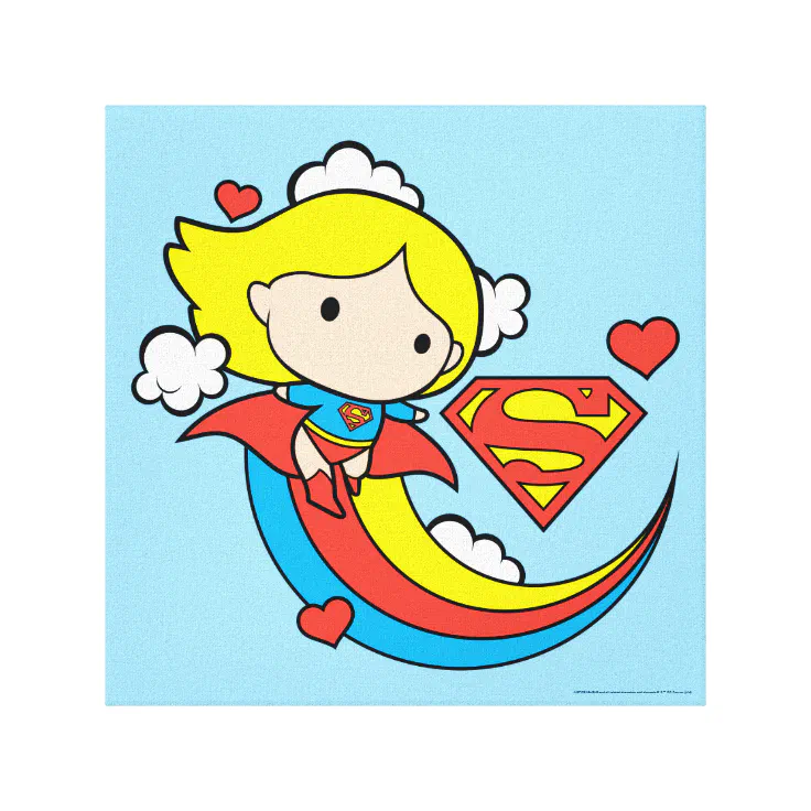 Chibi Supergirl Flying Rainbow Canvas Print | Zazzle