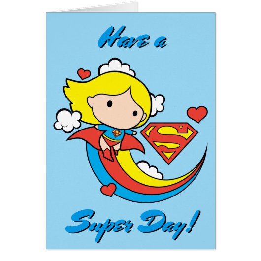 Chibi Supergirl Flying Rainbow Cards (Front)