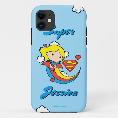 Chibi Supergirl Flying Rainbow iPhone 11 Case