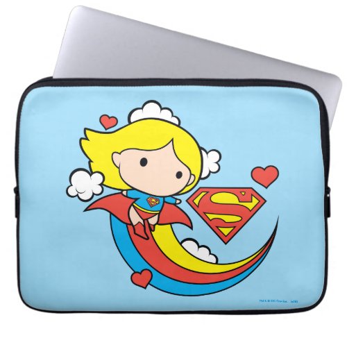 Chibi Supergirl Flying Rainbow Laptop Sleeve