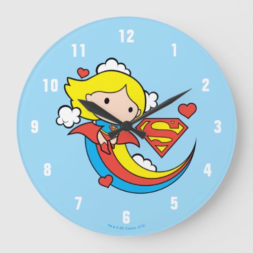 Chibi Supergirl Flying Rainbow Large Clock