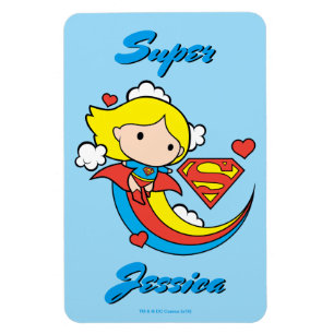 Chibi Supergirl Flying Rainbow Magnet