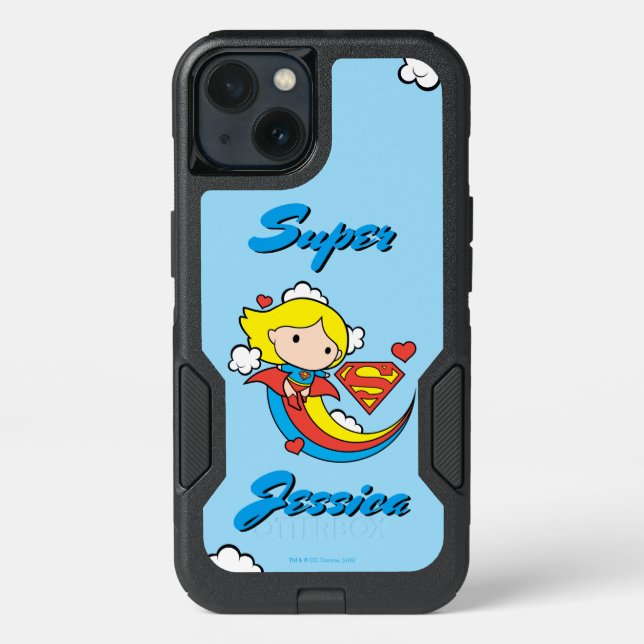 Chibi Supergirl Flying Rainbow Otterbox iPhone Case (Back)