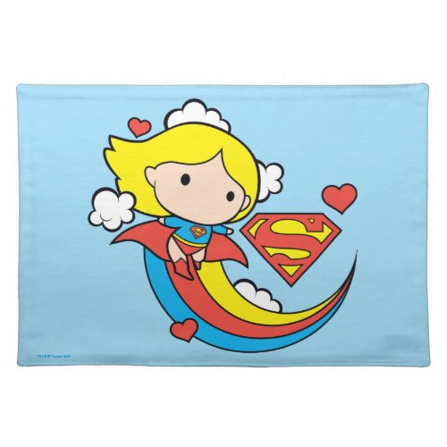 Chibi Supergirl Flying Rainbow Placemat