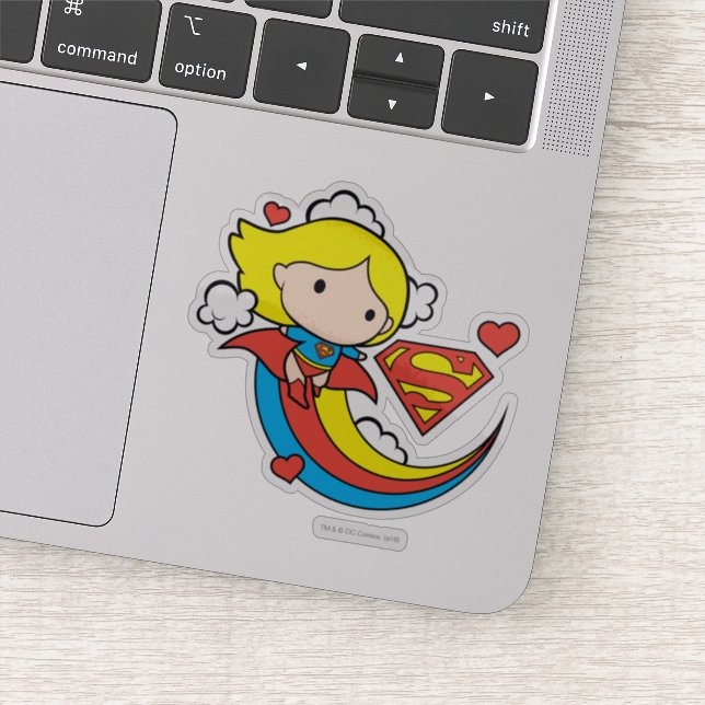 Chibi Supergirl Flying Rainbow Sticker (Detail)