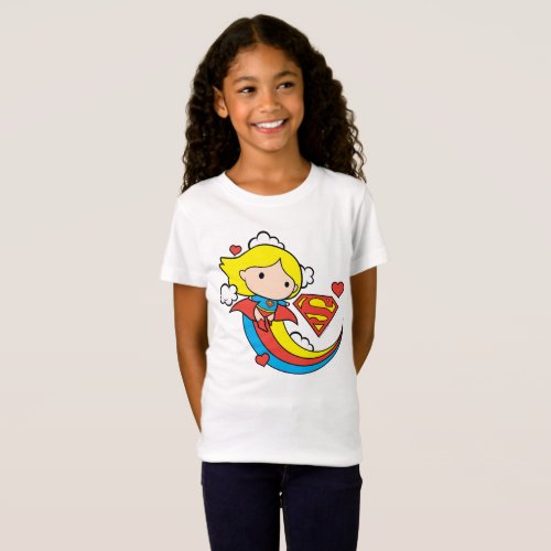 Chibi Supergirl Flying Rainbow T_Shirt