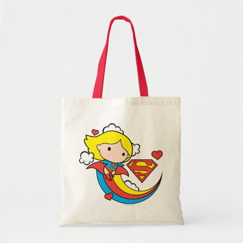 Chibi Supergirl Flying Rainbow Tote Bag