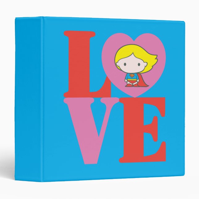 Chibi Supergirl LOVE 3 Ring Binder (Front/Spine)