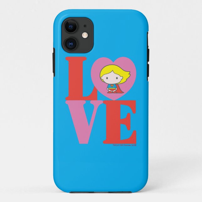 Chibi Supergirl LOVE Case-Mate iPhone Case (Back)